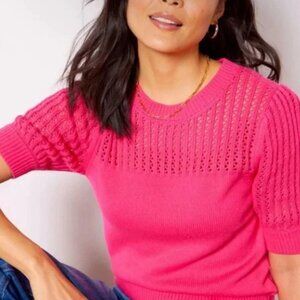 Evereve Remy Crochet Pullover (Pink) - Size XL